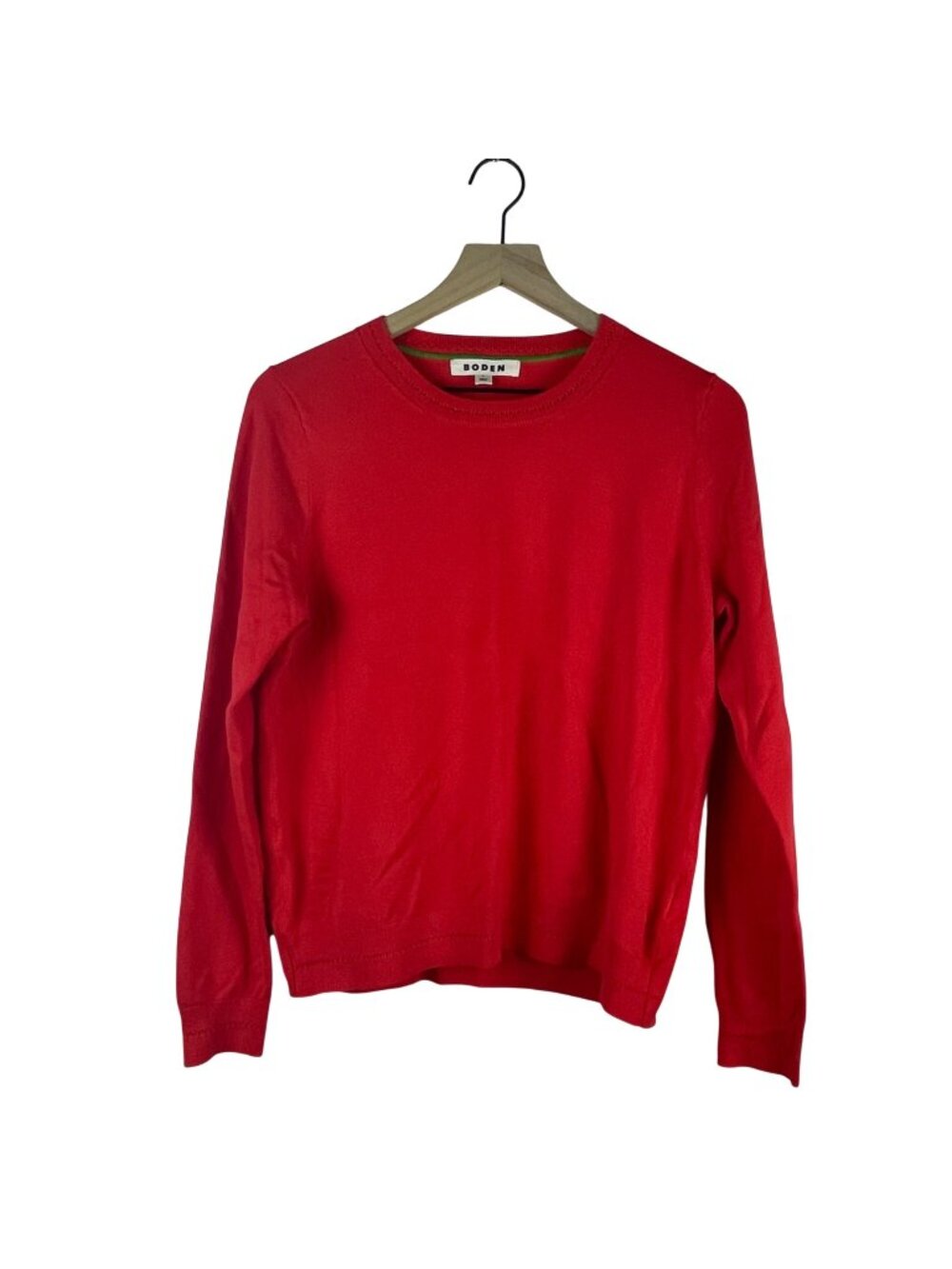 Boden Red Crewneck Cotton Blend Sweater Womens Medium Long Sleeve Lightweight